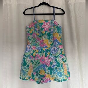 Bright Preppy Floral Vintage Romper